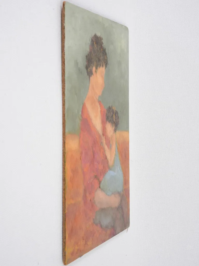 Contemporary portrait of mother w/ child by Karibou - "Petite maternité" 10¾" x 7½"