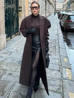 Double Breasted Padded Shoulder Overcoat