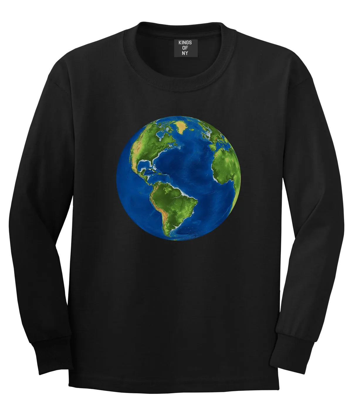 Earth Globe Mens Long Sleeve T-Shirt