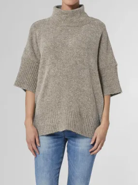 Everly Cowl Neck Oversized Pullover Sweater - Taupe