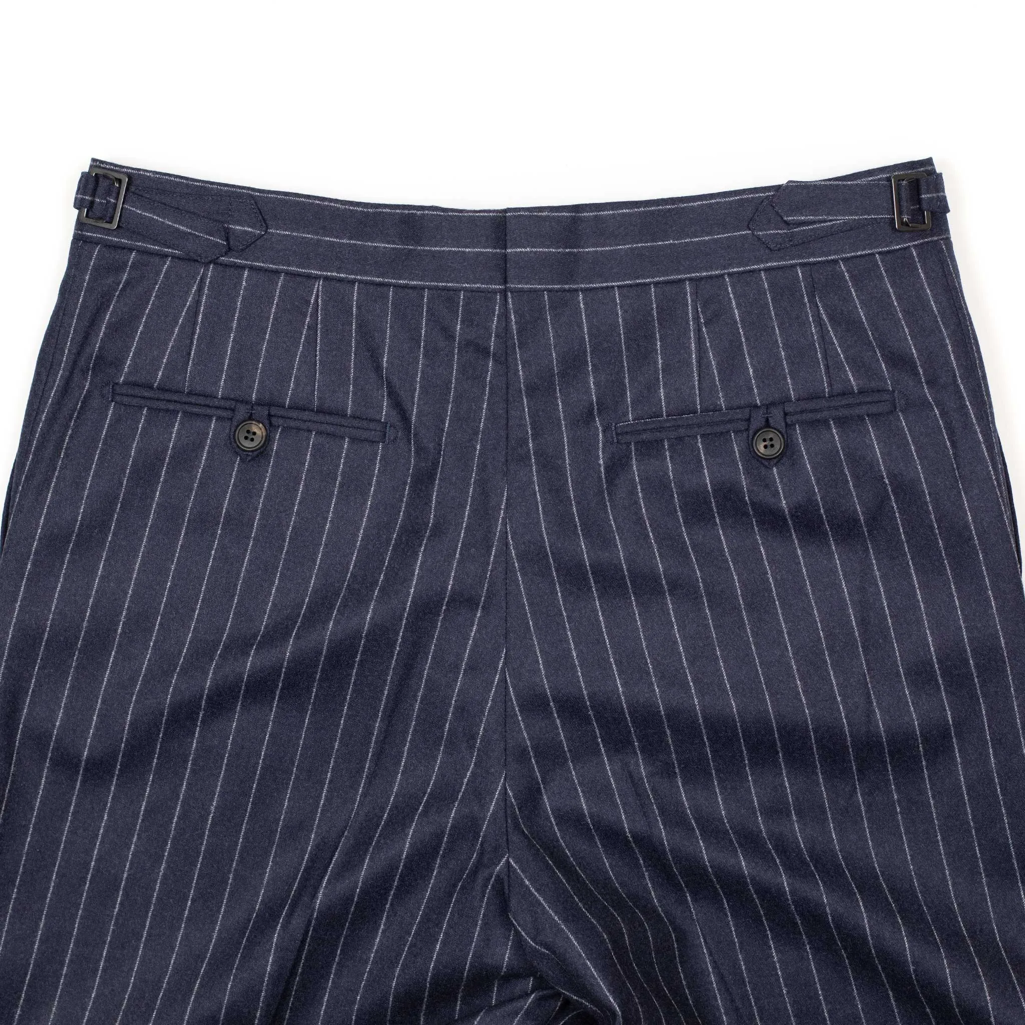 Exclusive Westside side-tab pleated high-rise wide trousers in navy chalk stripe wool