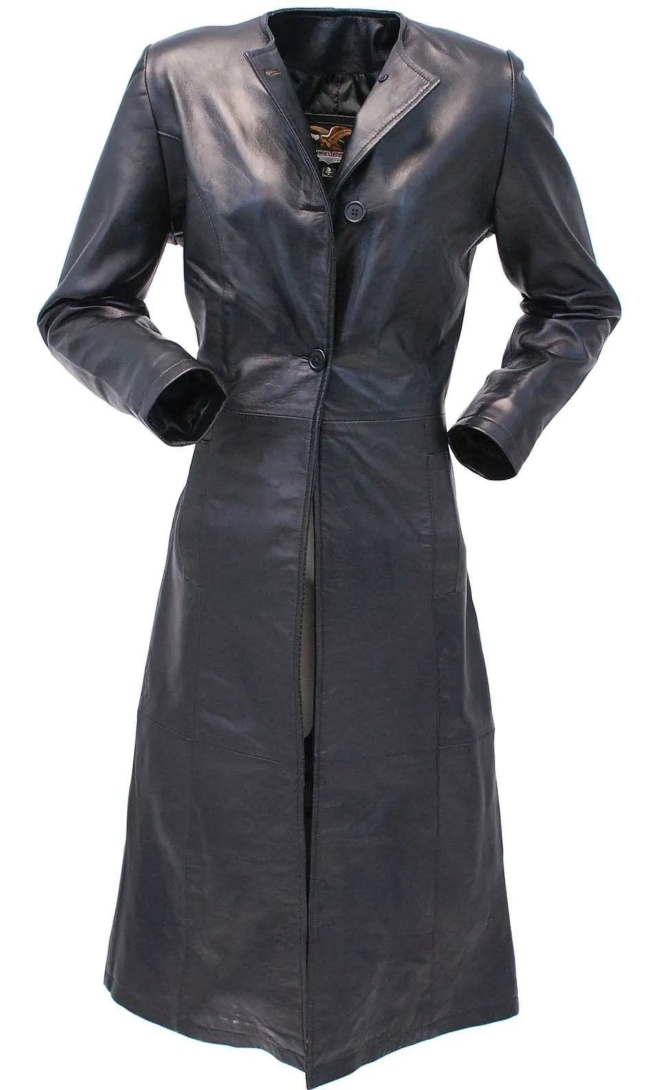 Extra Long Lambskin Leather Trench Coat for Women #L14020LL ()