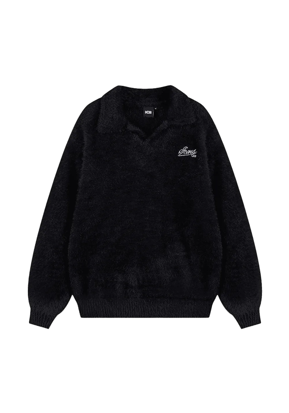 Faux Mink Embroidered Knitted Sweater