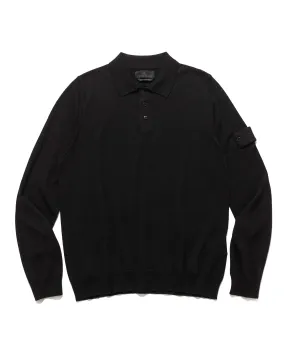 Ghost Piece Light Pure Wool Polo Sweater Black