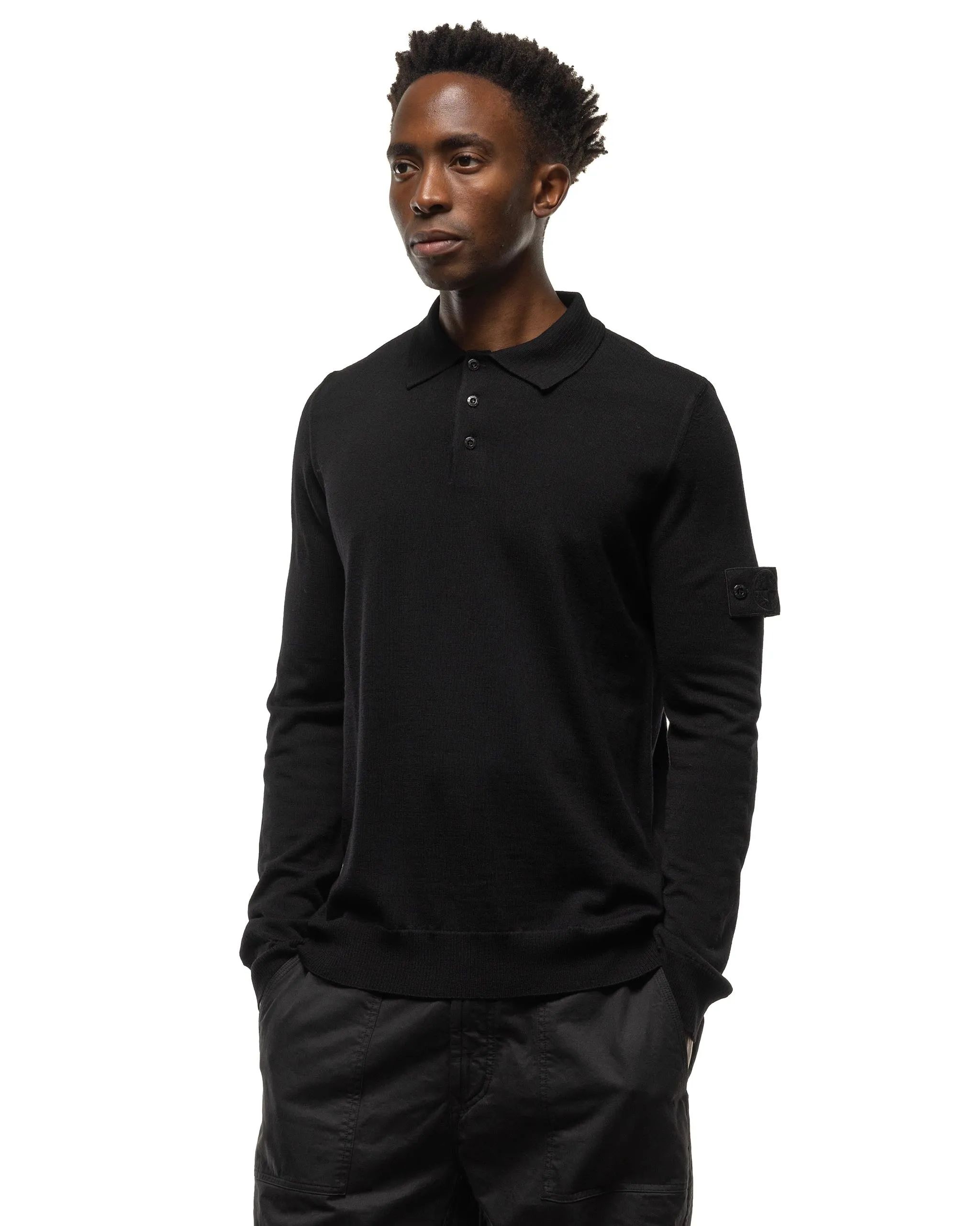 Ghost Piece Light Pure Wool Polo Sweater Black