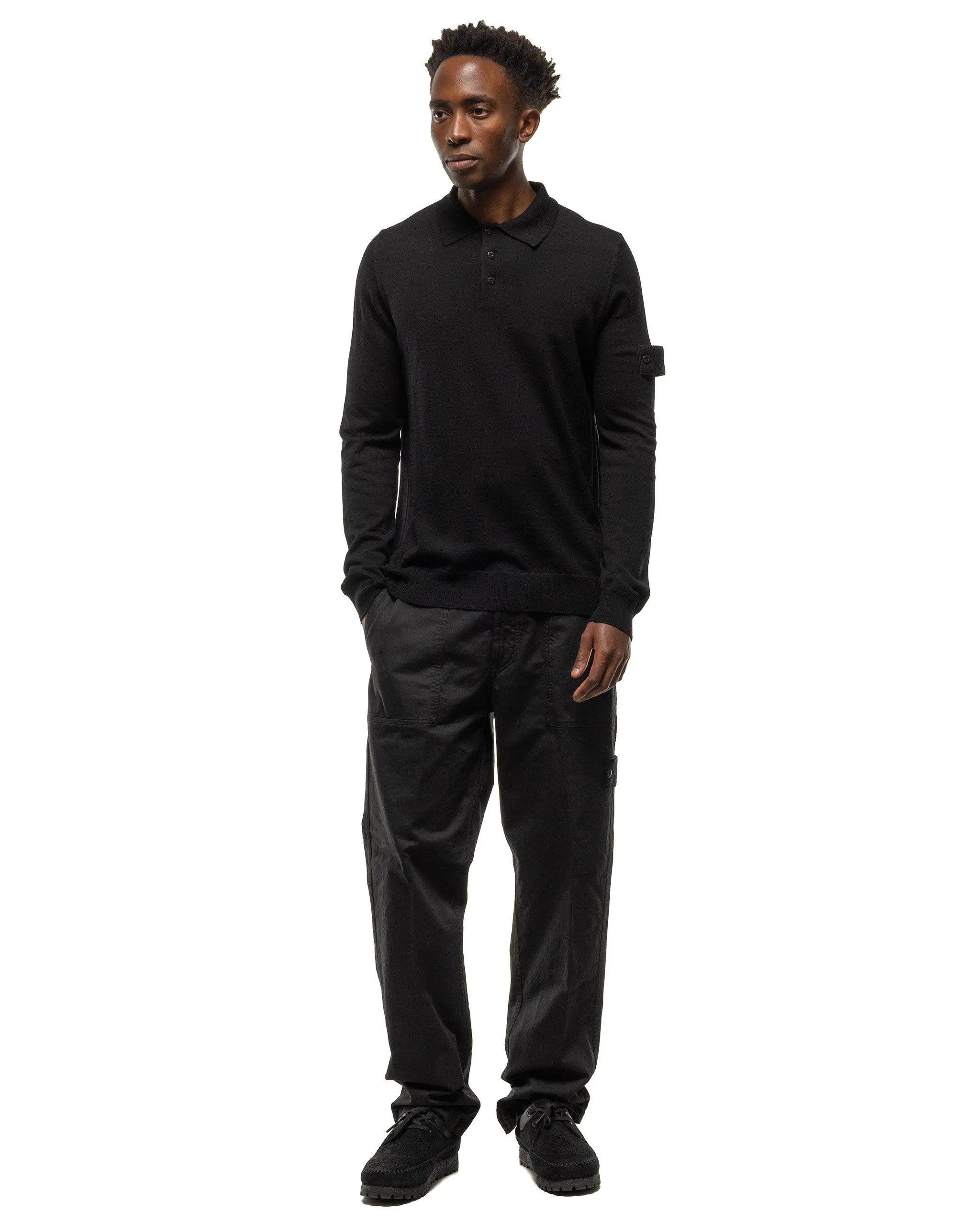 Ghost Piece Light Pure Wool Polo Sweater Black