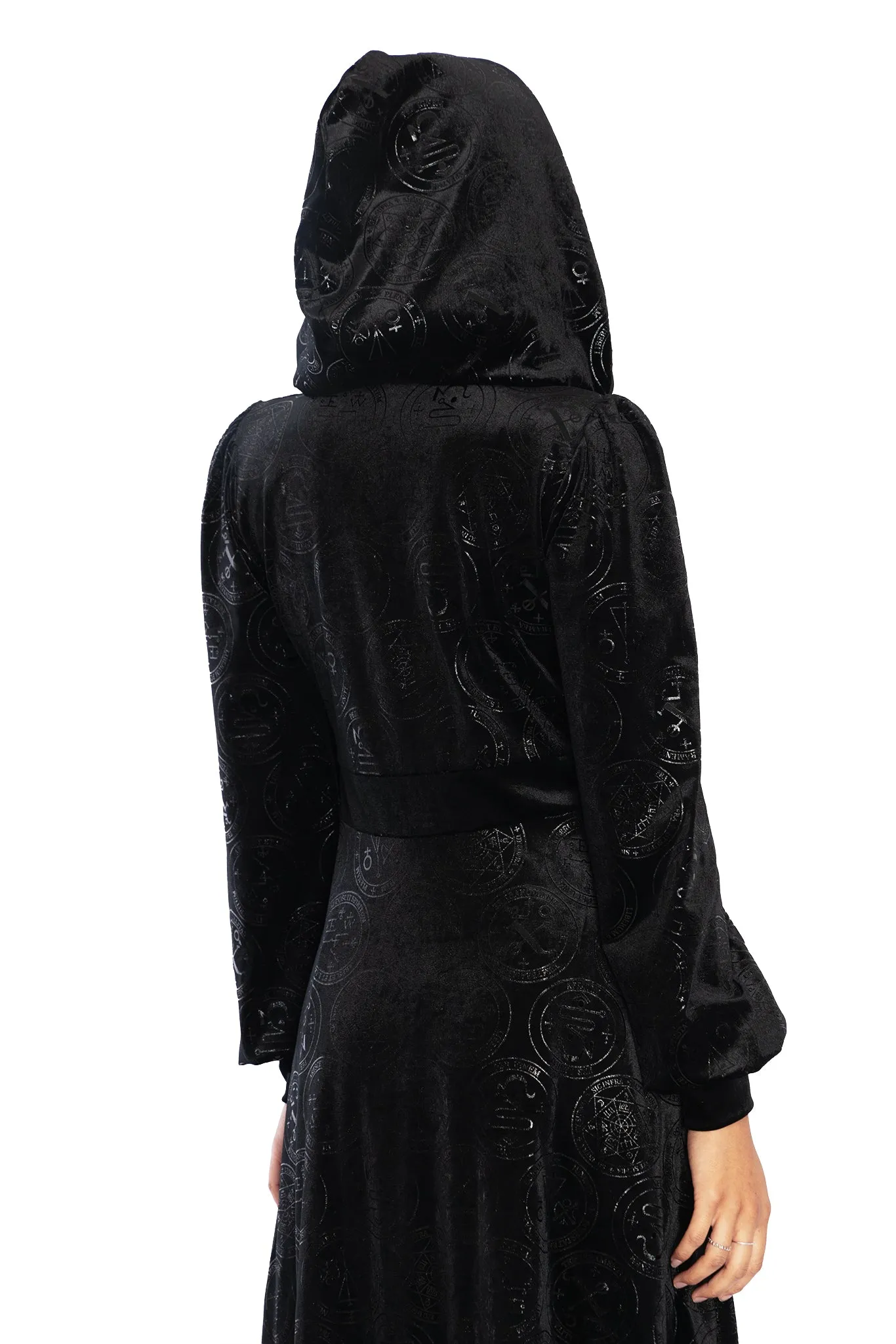 Good Charms Velvet Hooded Maxi Jacket