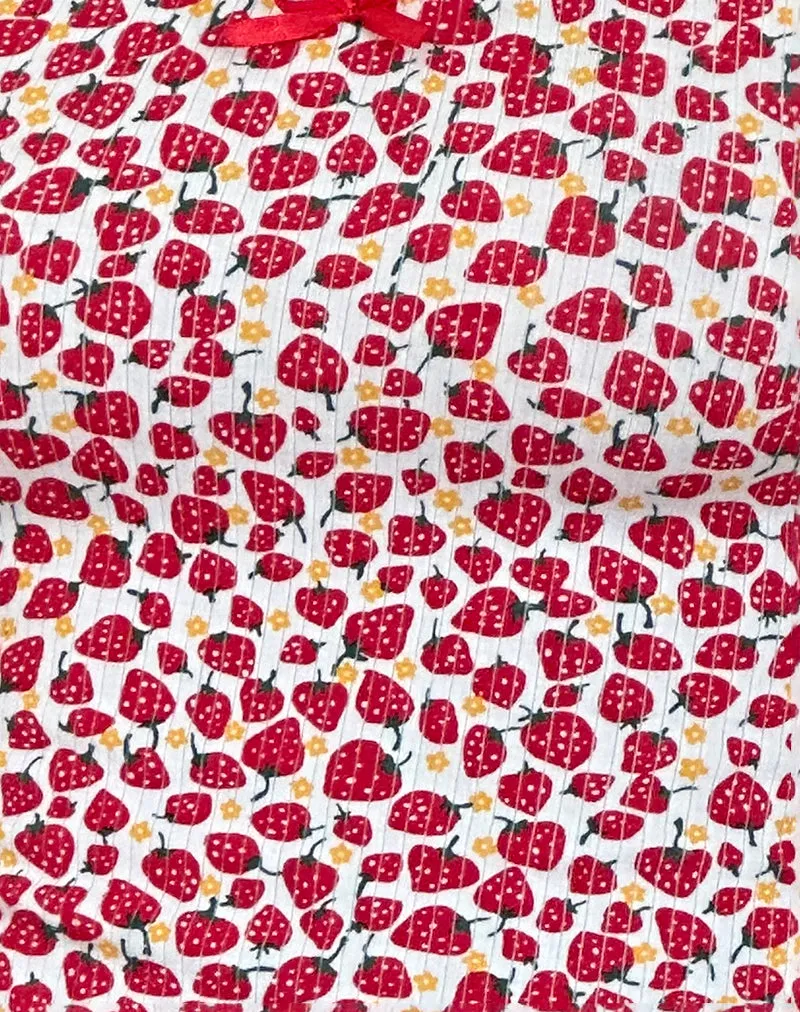 Grodi Fitted Top in Strawberry 2023 Print