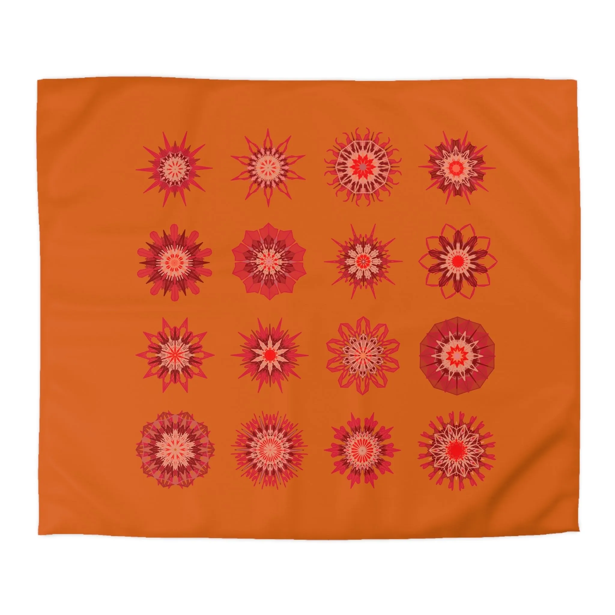 Handmade Mandala Art Microfiber Duvet Cover in Sunset Orange