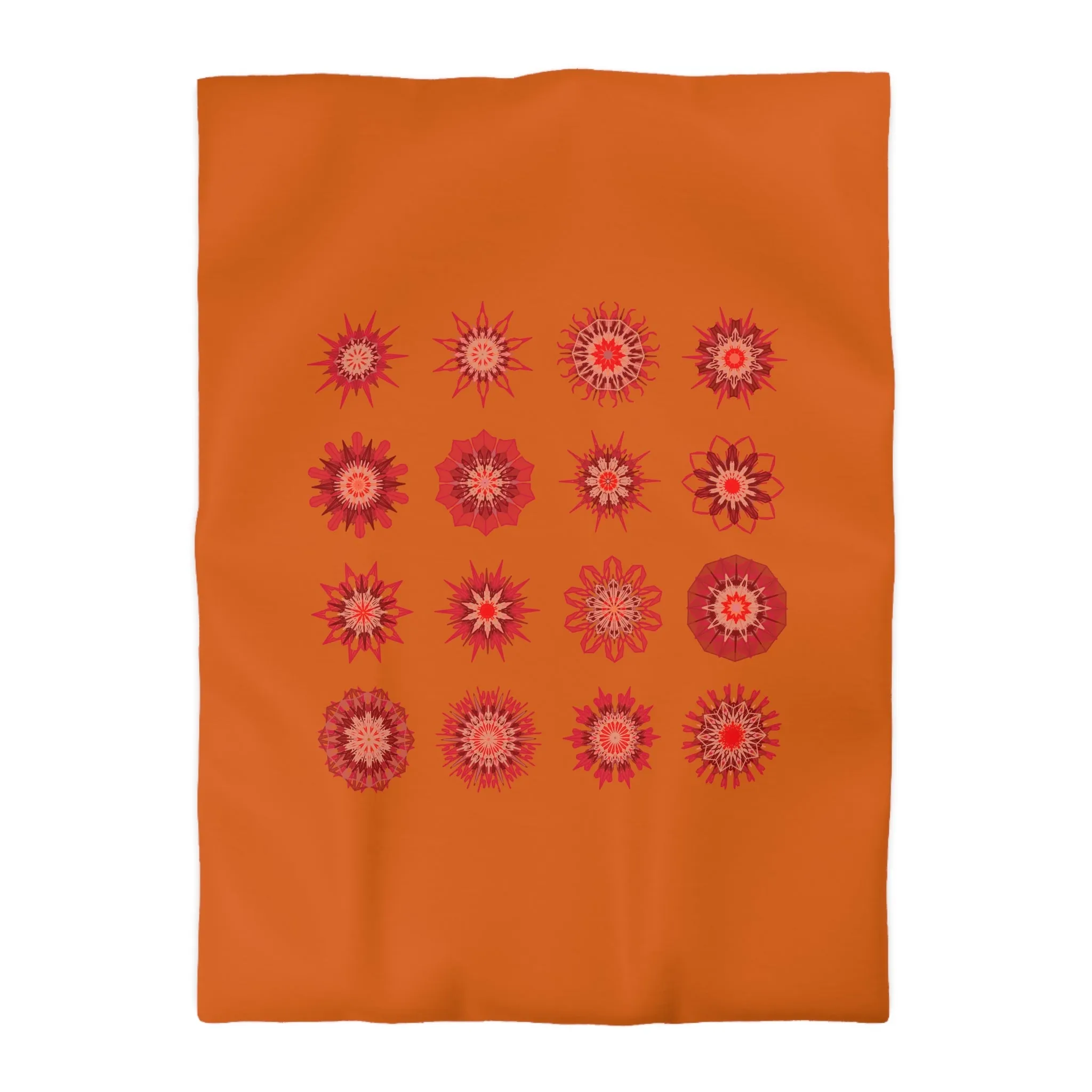 Handmade Mandala Art Microfiber Duvet Cover in Sunset Orange