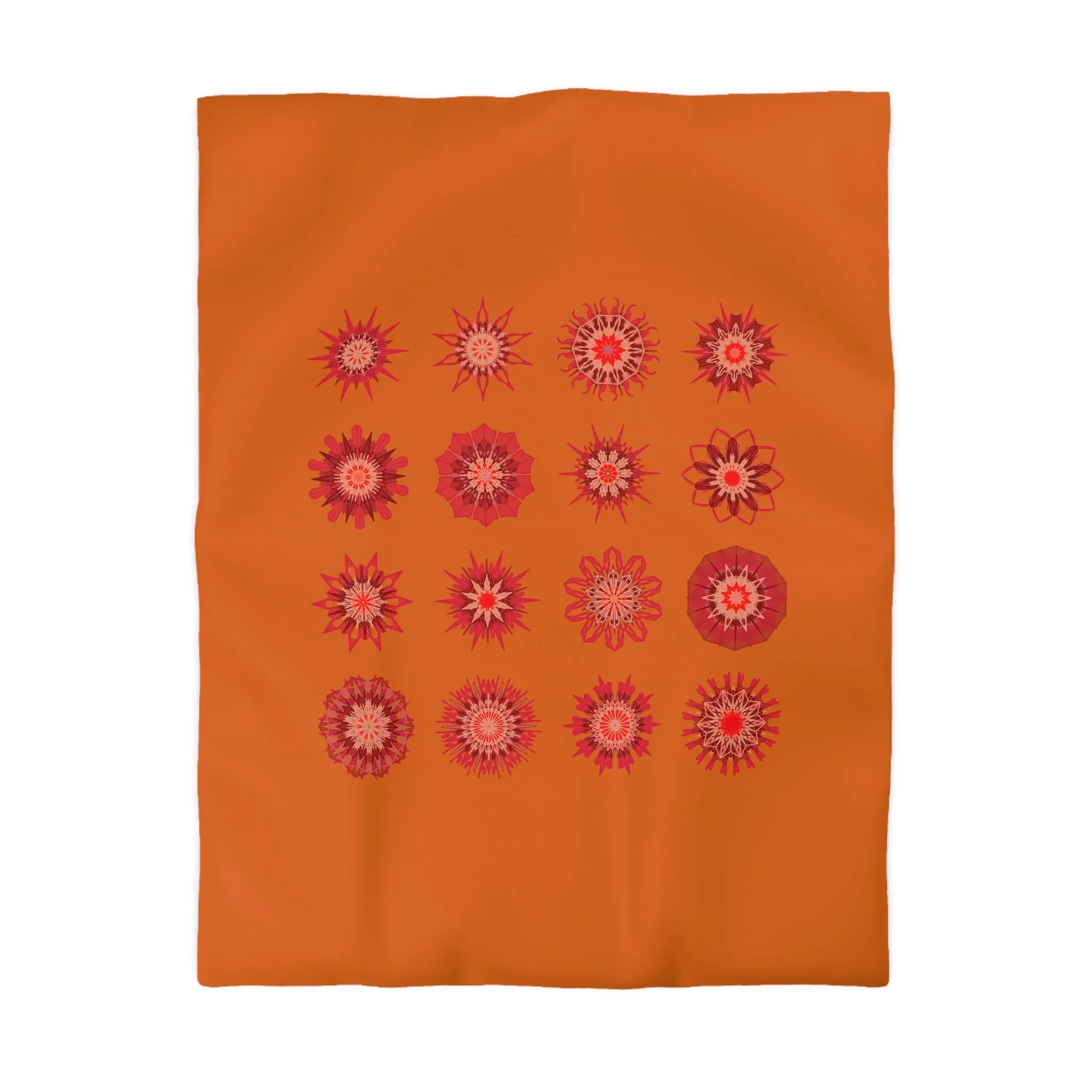 Handmade Mandala Art Microfiber Duvet Cover in Sunset Orange