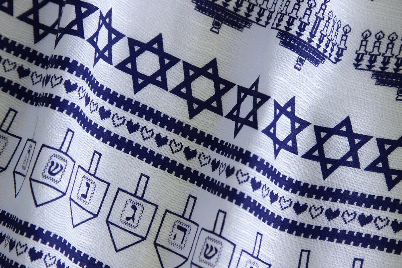 Hanukkah Sweater Scarf. Ugly Holiday Sweater Linen-Weave Pashmina