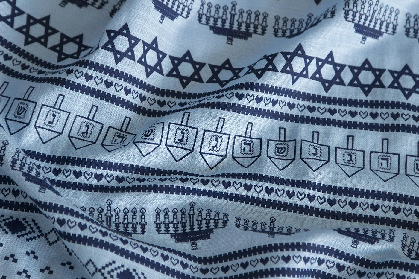 Hanukkah Sweater Scarf. Ugly Holiday Sweater Linen-Weave Pashmina