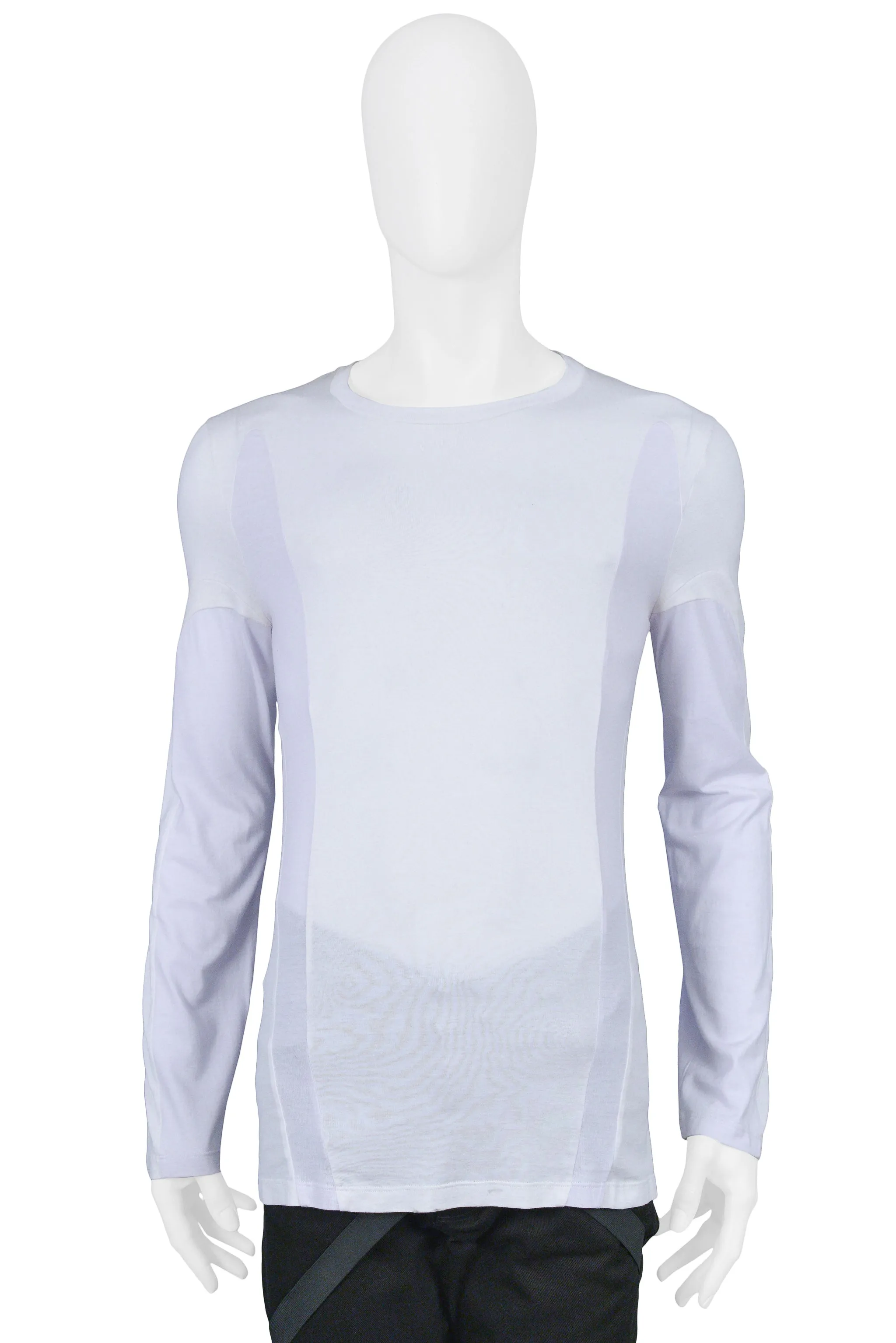 HELMUT LANG WHITE & BLUE INSET LONG SLEEVE T SHIRT 2003