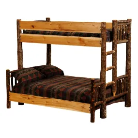 Hickory Log Bunk Bed - Double/Single - Ladder Right