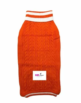 High Neck Round Dog Sweater Orange