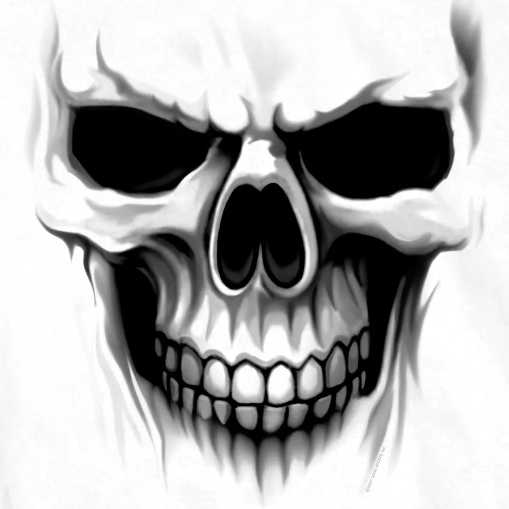 Hot Leathers GMD1080 Men's 'Ghost' Skull Double Sided White Printed T-Shirt