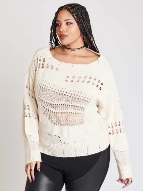 Ivory Distressed Sweater