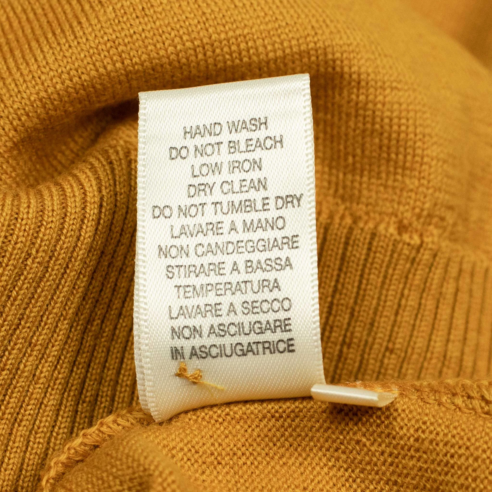 Knit long sleeve polo in ochre merino wool (restock)