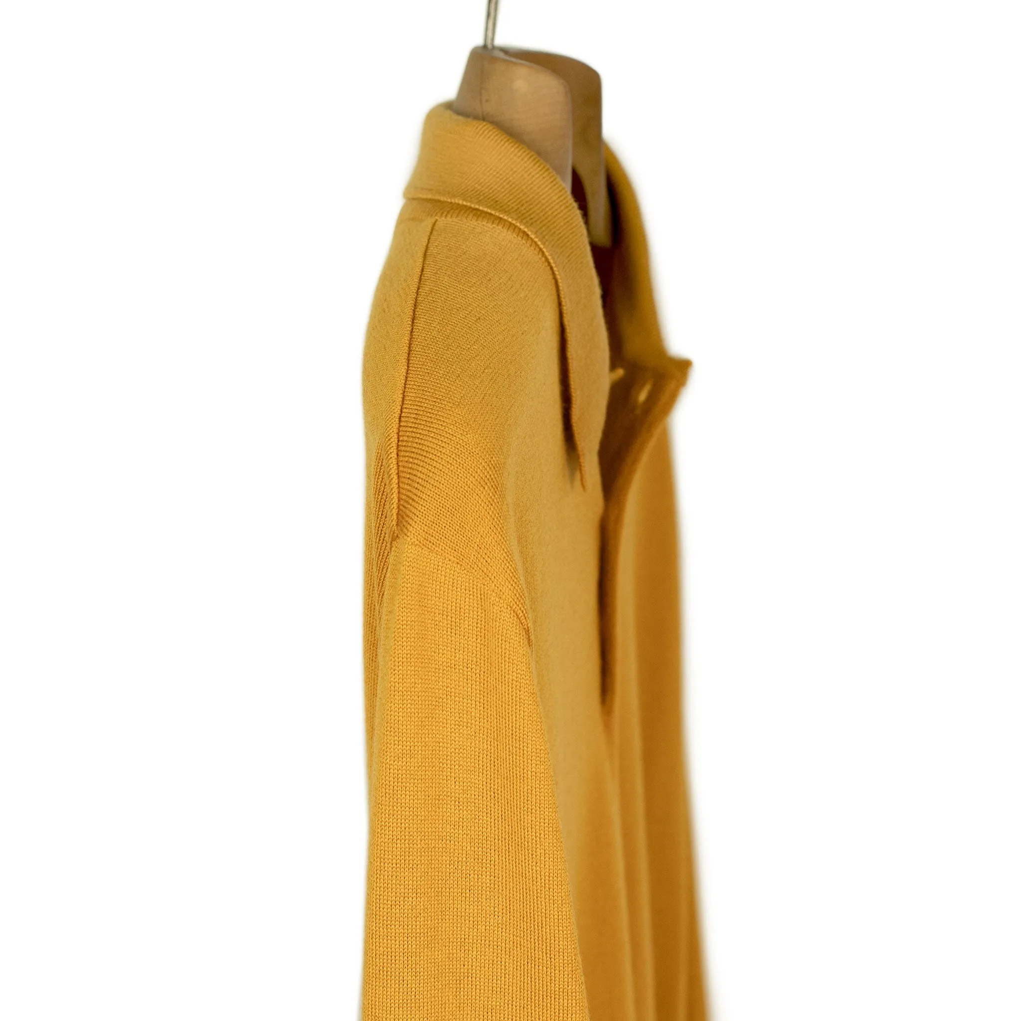 Knit long sleeve polo in ochre merino wool (restock)