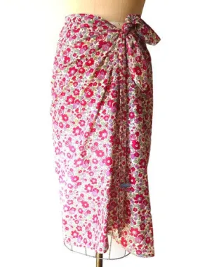 Liberty of London Print Pareo Beach Wrap Fuchsia Floral