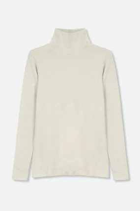 LONG SLEEVE HIGH NECK IN HEATHERED PIMA COTTON