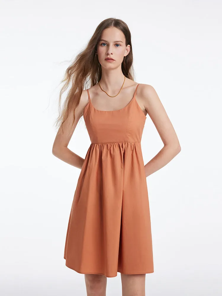 Loose A-Line Spaghetti Strap Dress With Detachabe Bra Pads