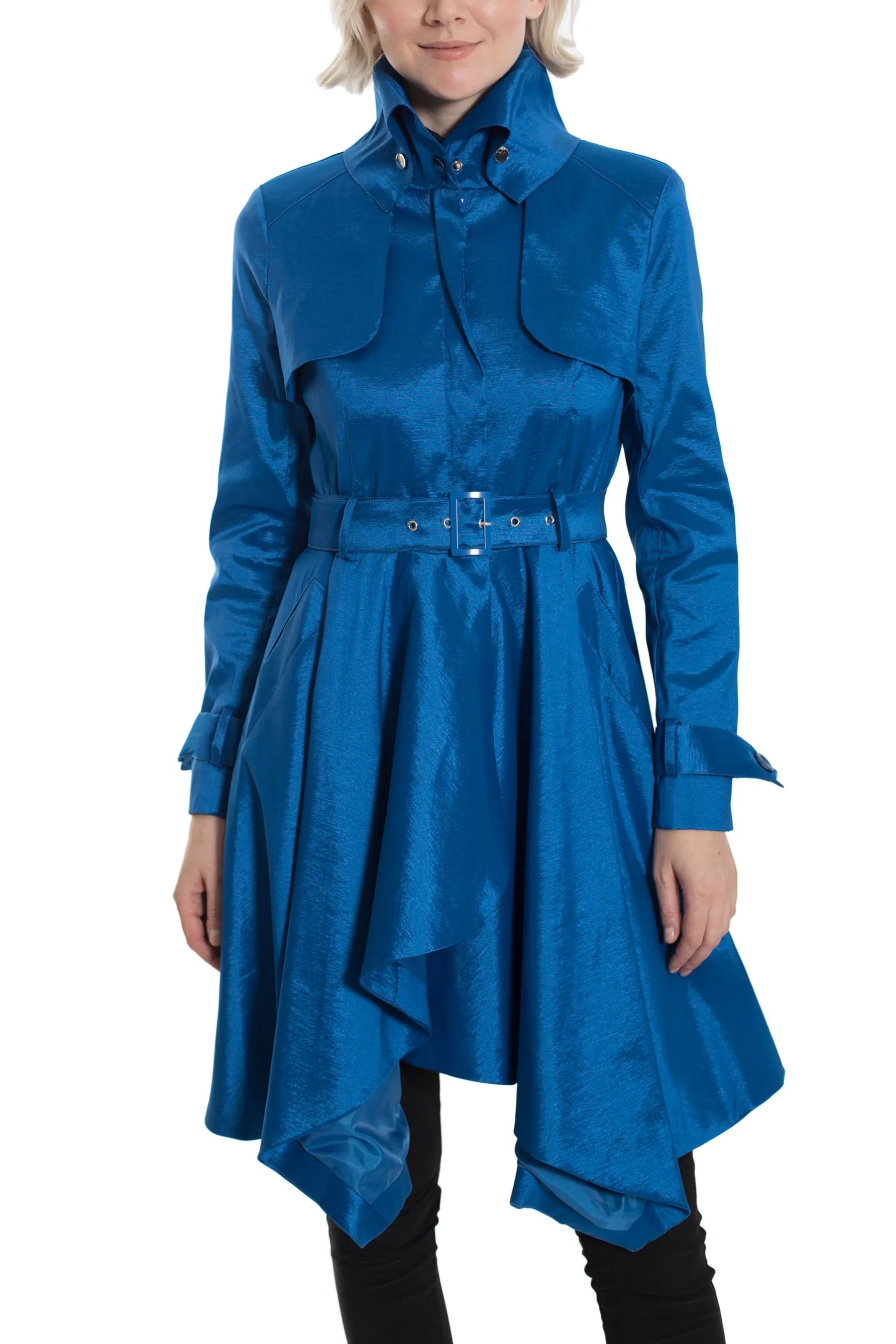 LUCKA - Microfabric Trench Coat with Handkerchief Hem