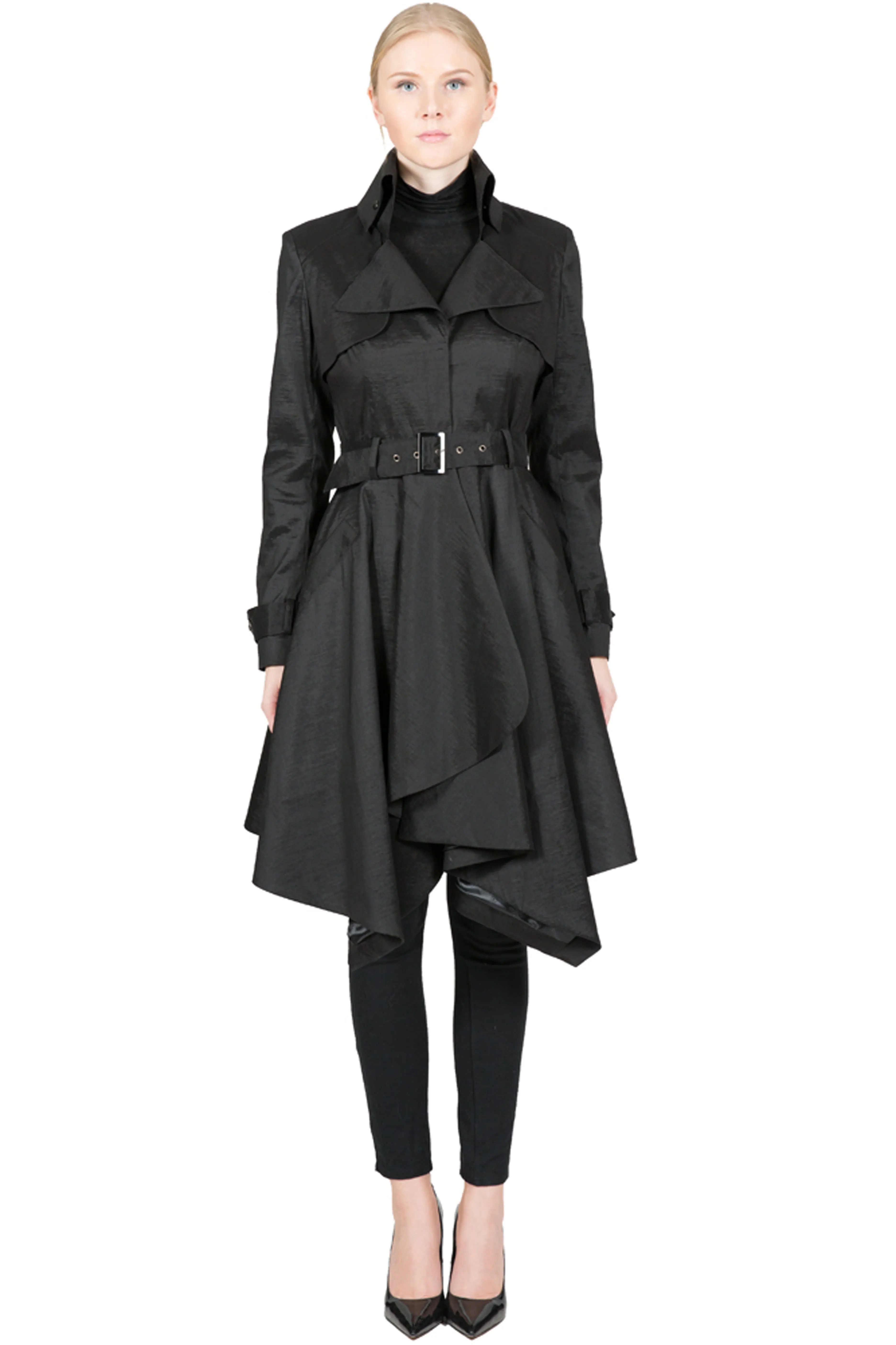 LUCKA - Microfabric Trench Coat with Handkerchief Hem