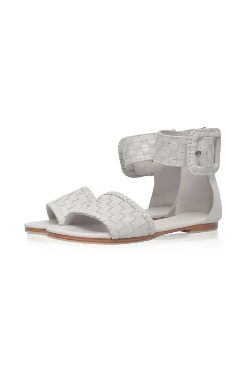 Madagascar Woven Leather Sandals in Pure White