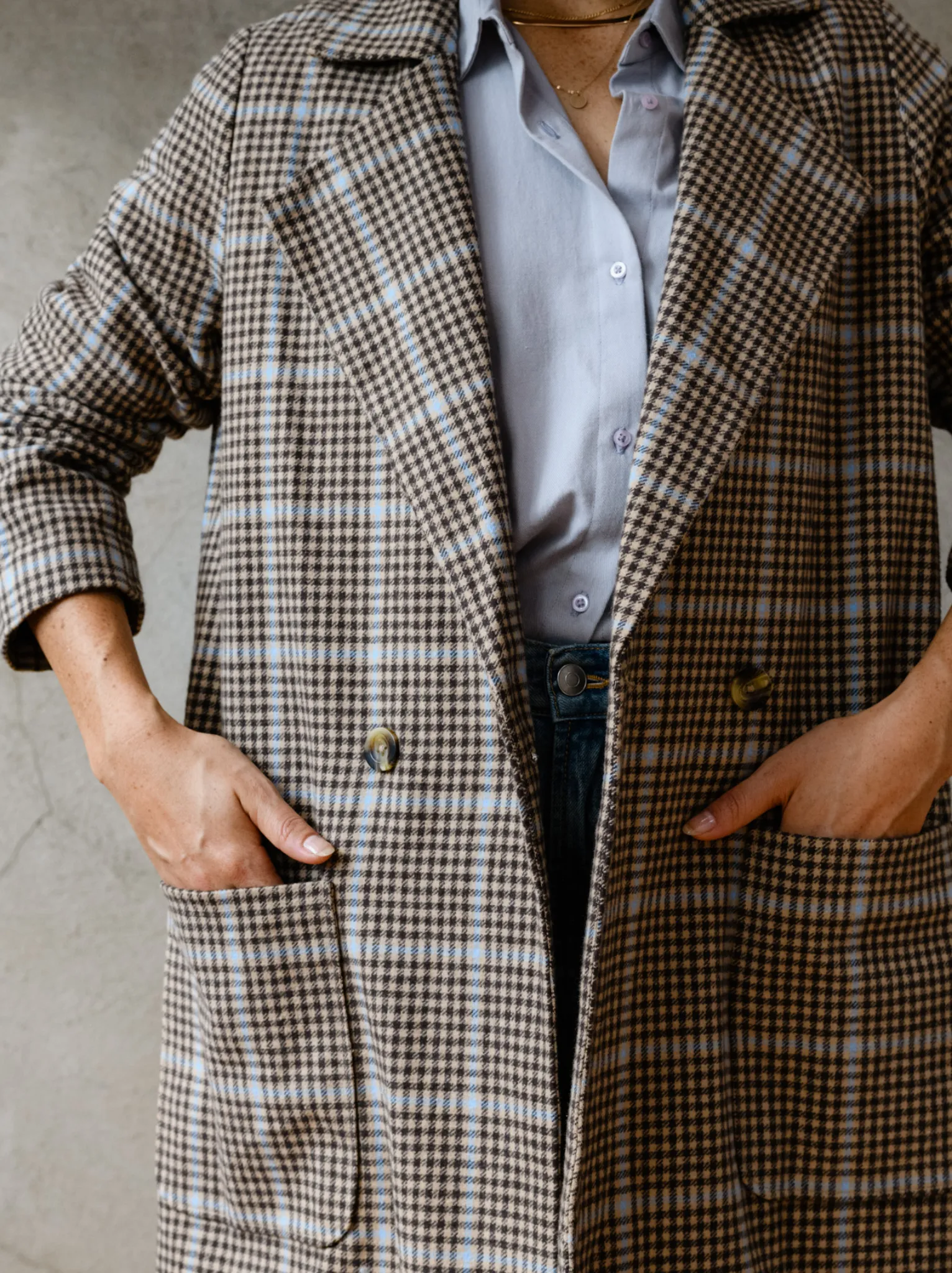 Marie Brushed Plaid Overcoat