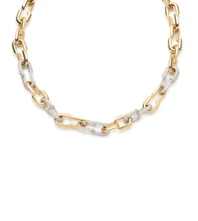 Medium Strong Hearts Love Five Pave Link Chain Necklace