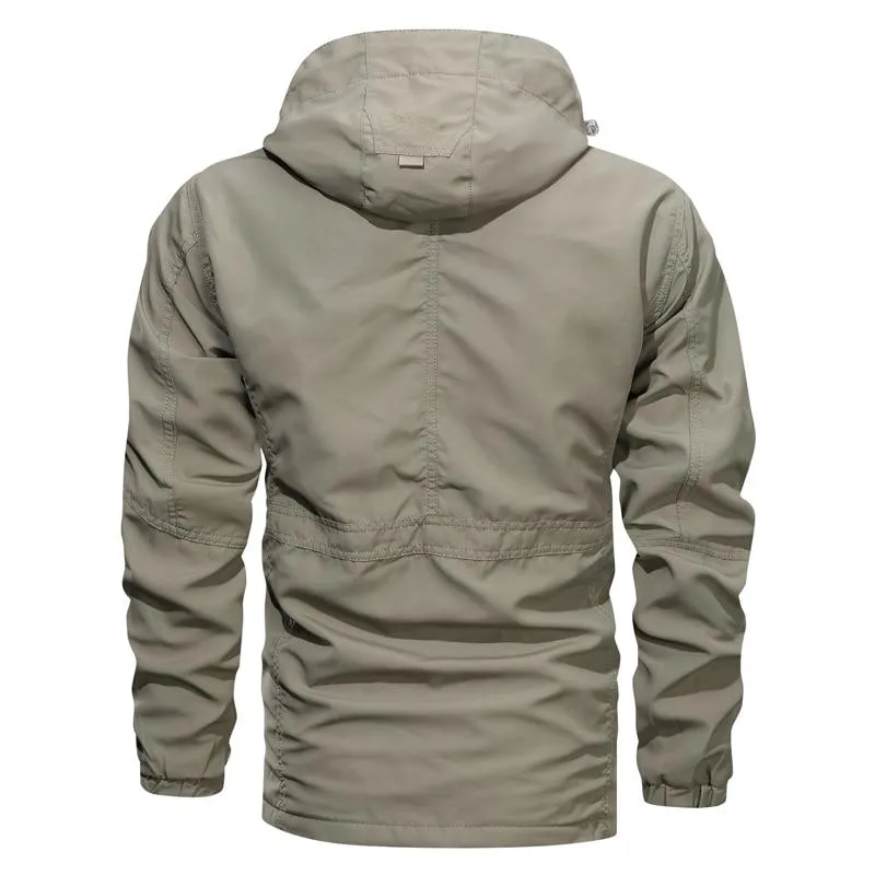 Men Breathable Multi-Pocket Military Style Windbreaker Bomber Jacket