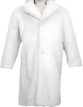 Mens Overcoat - Topcoat For Men - Winter Fabric - Long Top Coat Full length Coat White - Faux Fur Overcoat