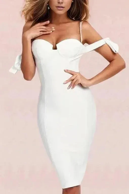 Mia Bandage Dress - Pearl White