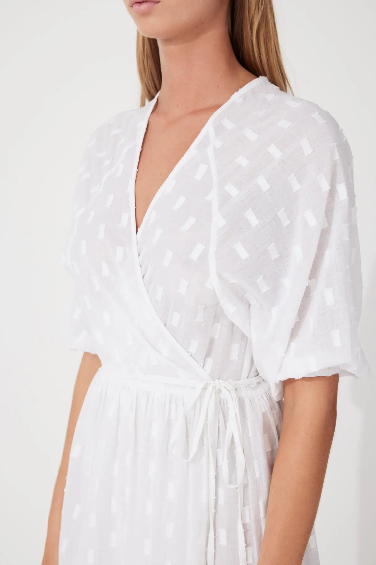 Milk Textured Wrap Dress