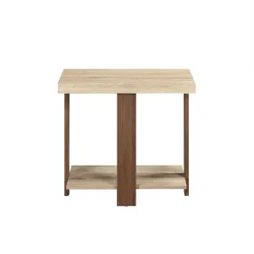 Modern Two-Tone Oak End Table with Lower Shelf