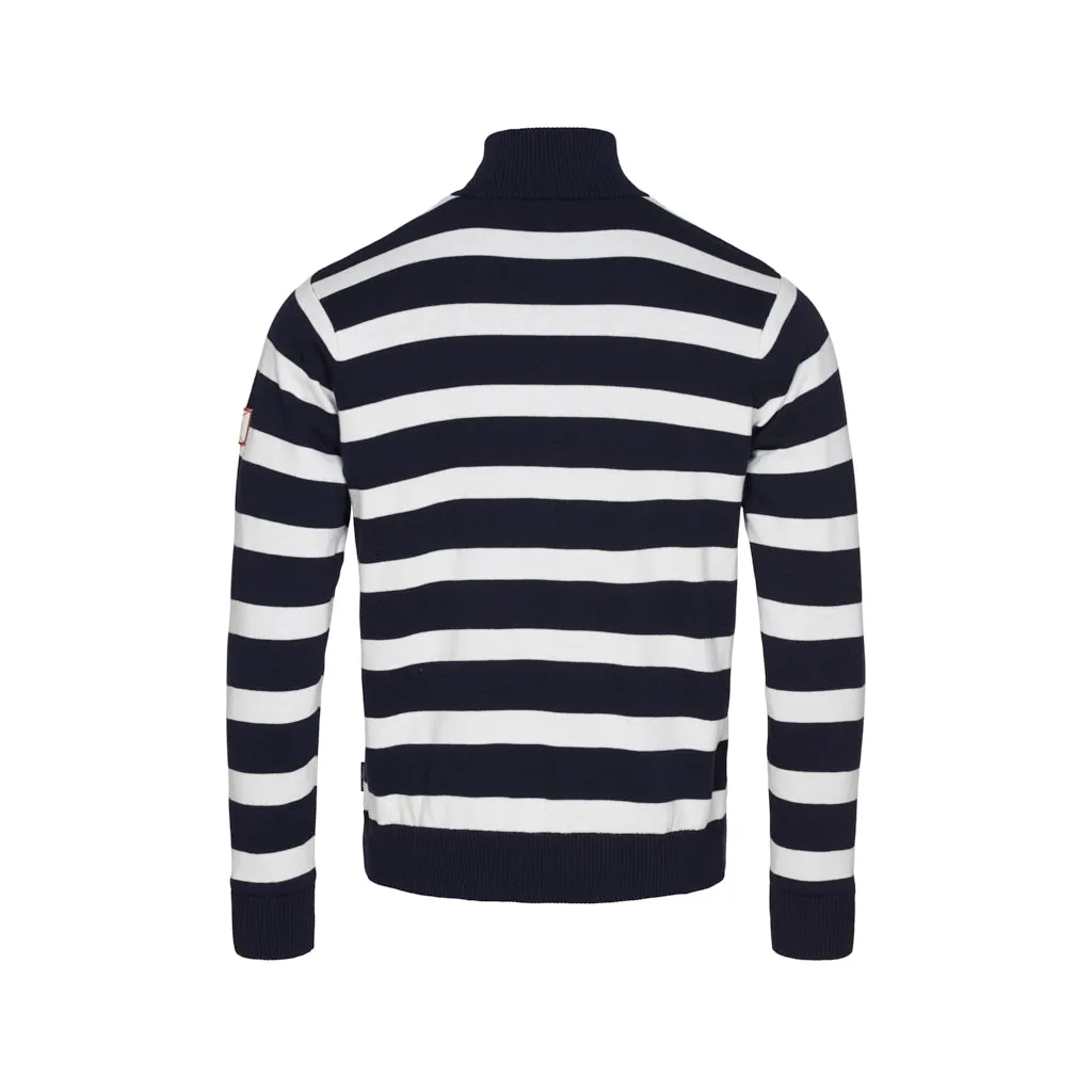 Nathaniel Striped Half Zip Windbreaker - Dark Navy/Pearl