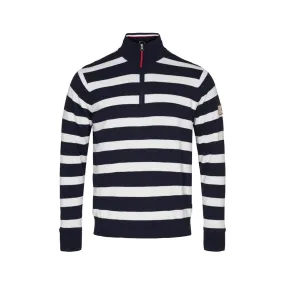 Nathaniel Striped Half Zip Windbreaker - Dark Navy/Pearl