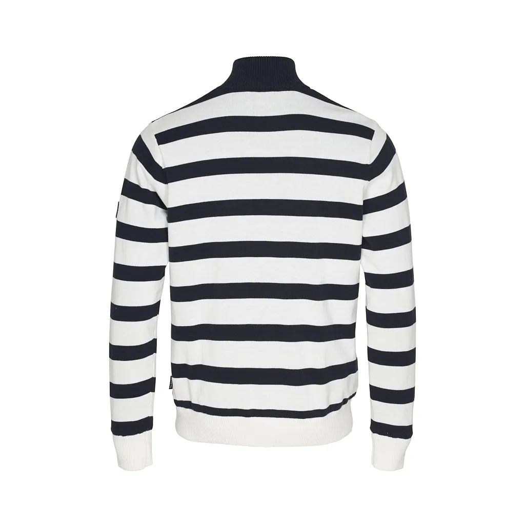 Nathaniel Striped Half Zip Windbreaker - Pearl/Dark Navy