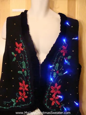 Need to Buy Christmas Sweaters? Light Up Sweater Vest with Poinsettias