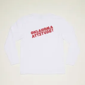 Oaklahoma Attitude Mock Neck Long Sleeve T-Shirt (White)