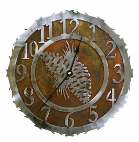 Pine Cone 12" Round Metal Wall Clock