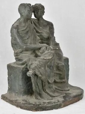 Plaster sculpture of a draped couple 21¾"