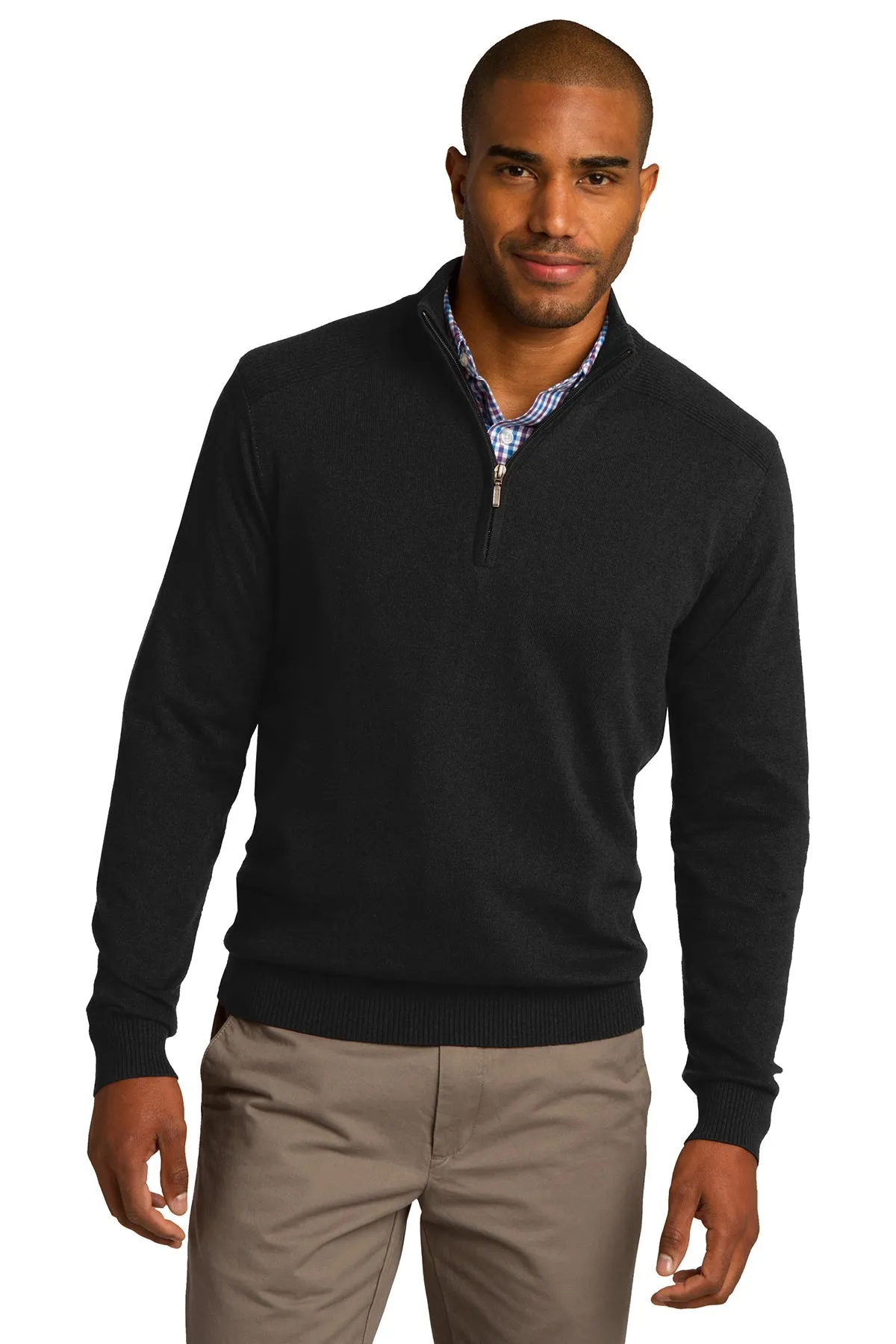 Port Authority 1/2-Zip Branded Sweaters, Black