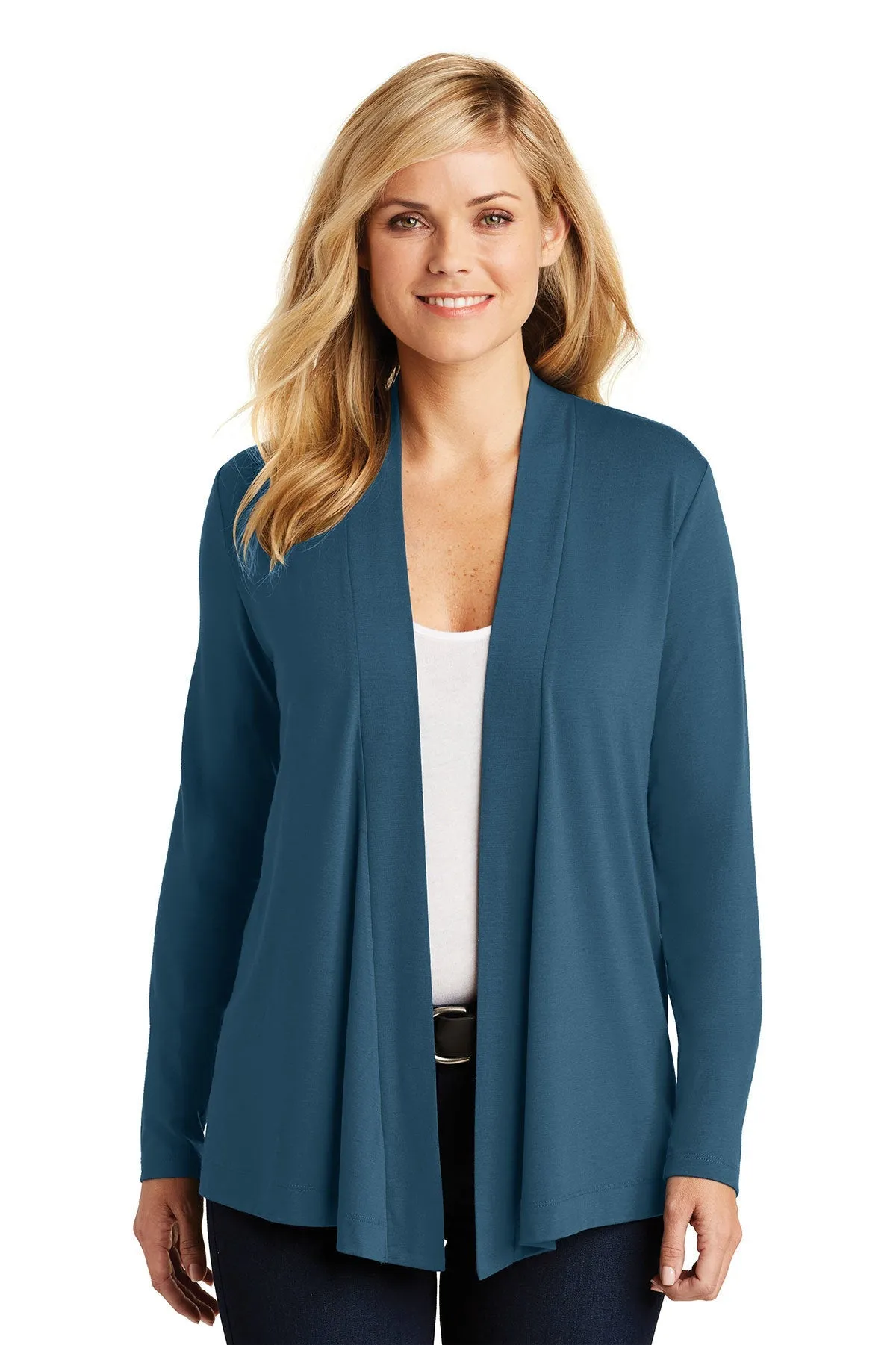 Port Authority Ladies Branded Concept Knit Cardigans, Dusty Blue