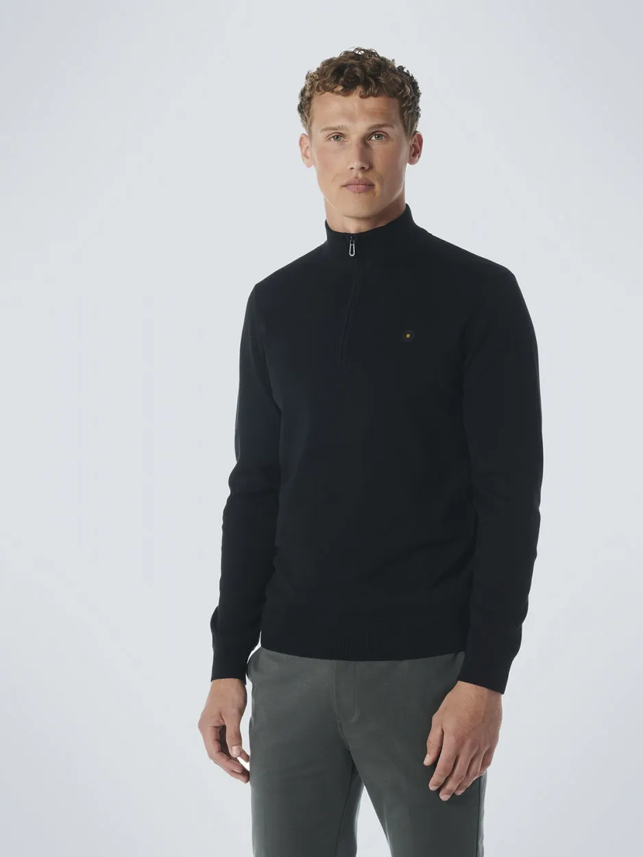 Pullover Half Zip 2 Coloured Melange | Black
