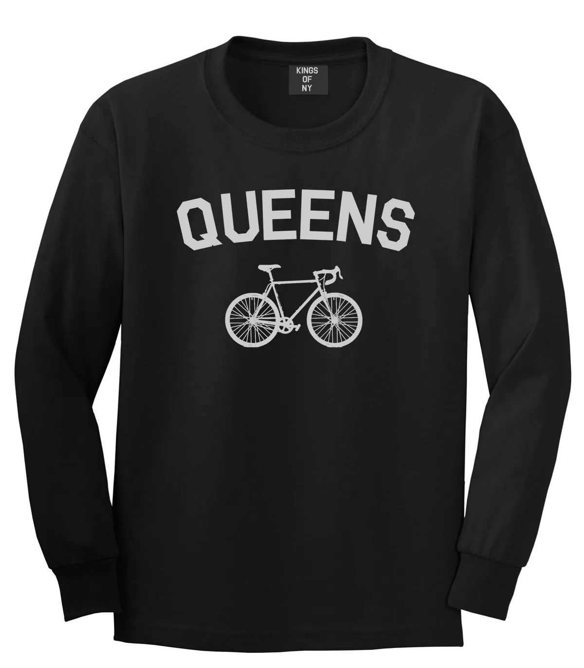 Queens New York Vintage Bike Cycling Mens Long Sleeve T-Shirt