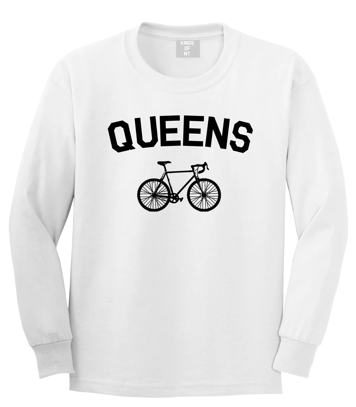 Queens New York Vintage Bike Cycling Mens Long Sleeve T-Shirt