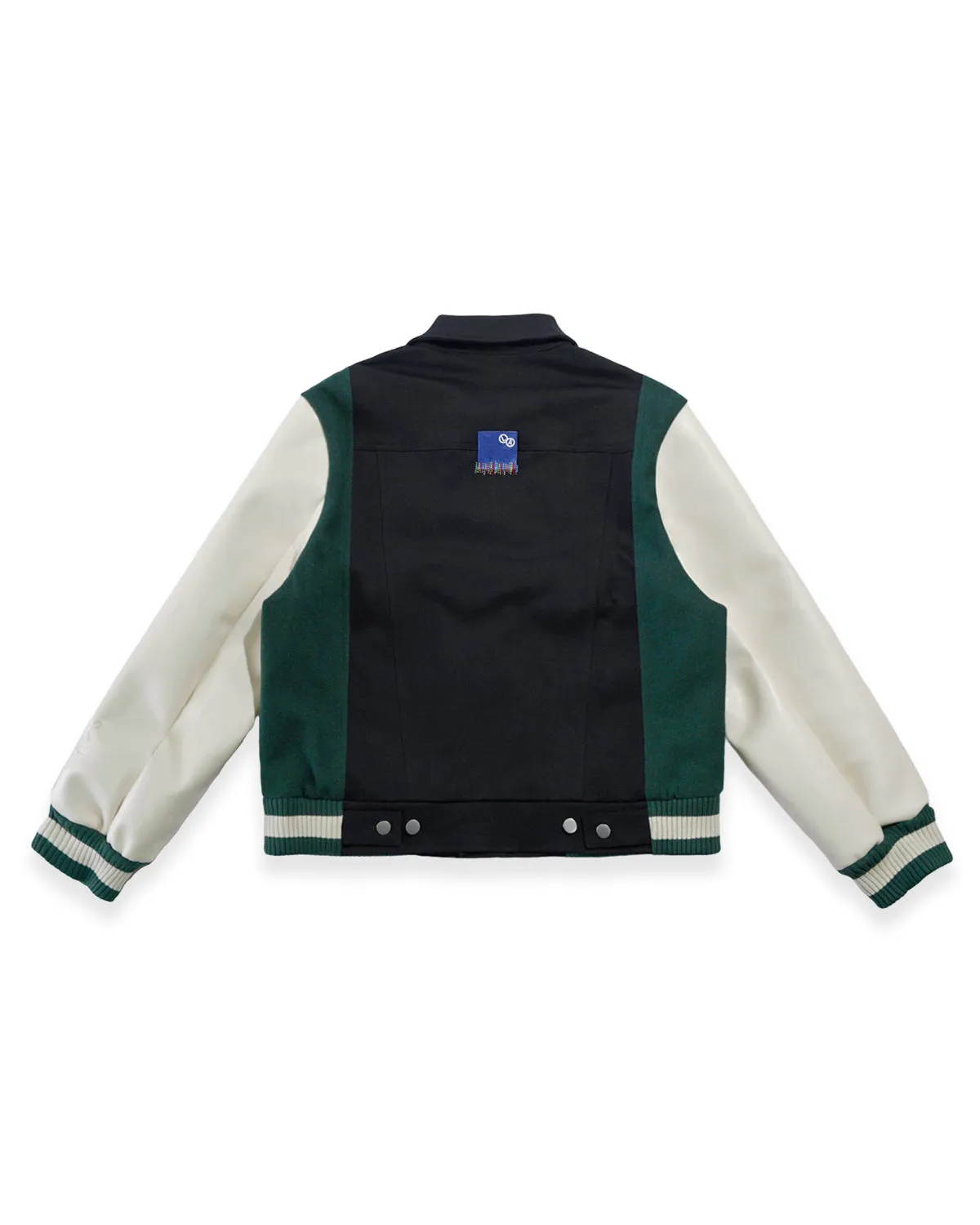 "Claridge" Letterman Jacket (Black Denim/Olive)